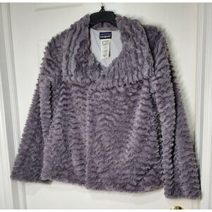 Patagonia Jacket Faux Fur Gray Pelage Fuzzy Fleece Full Zip Snap 28230 Womens XS